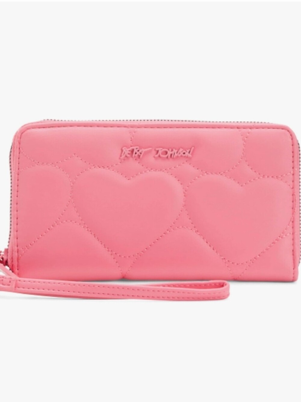 BETSEY JOHNSON Pink Quilted Heart Wristlet Wallet